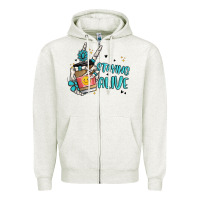 Oatmeal Heather staying alive Zipper Hoodie - MaliasSmallBusiness