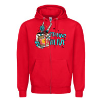 Red staying alive Zipper Hoodie - MaliasSmallBusiness