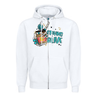 White staying alive Zipper Hoodie - MaliasSmallBusiness