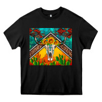Black western sunflowers longhorn bull skull Heavy Core Tee - Artiststas