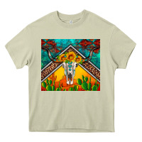 Mossy western sunflowers longhorn bull skull Heavy Core Tee - Artiststas