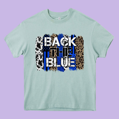 Back The Blue Brushstroke Heavy Core Tee Designed By Zillion Design Studio