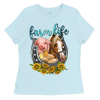 Baby Blue chicken pig horse farm life Ladies Tee - texasbilliewilder