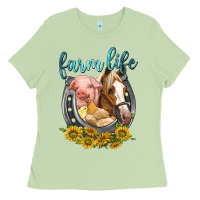 Matcha chicken pig horse farm life Ladies Tee - texasbilliewilder