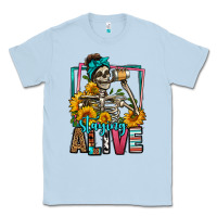 Dusty Blue staying alive coffee drinking skeleton Classic Tee - Jasminsmagicworld