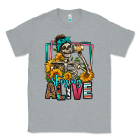 Heather Grey staying alive coffee drinking skeleton Classic Tee - Jasminsmagicworld