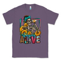 Lavender staying alive coffee drinking skeleton Classic Tee - Jasminsmagicworld