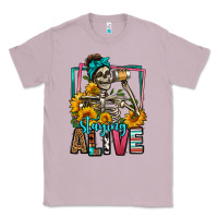 Lilac staying alive coffee drinking skeleton Classic Tee - Jasminsmagicworld