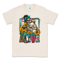 Staying Alive Coffee Drinking Skeleton Classic Tee | Teevron