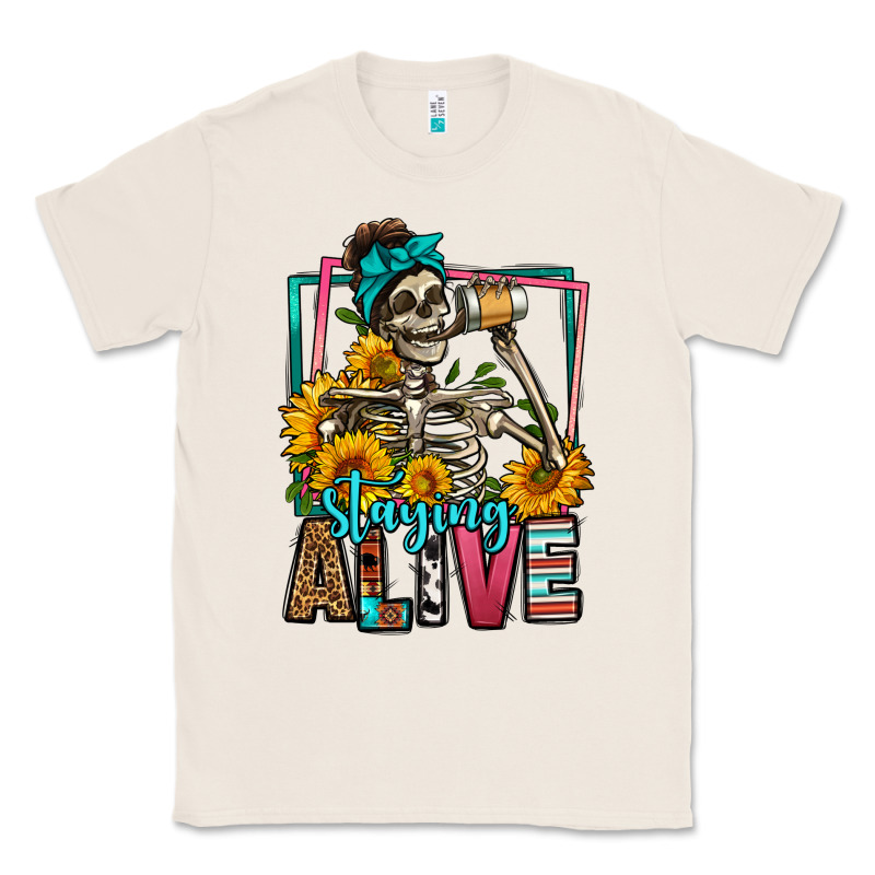 Staying Alive Coffee Drinking Skeleton Classic Tee by Jasminsmagicworld | Teevron