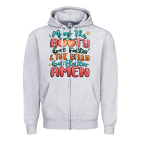 Heather Grey may the booty get fatter & the belly Zipper Hoodie - MaliasSmallBusiness