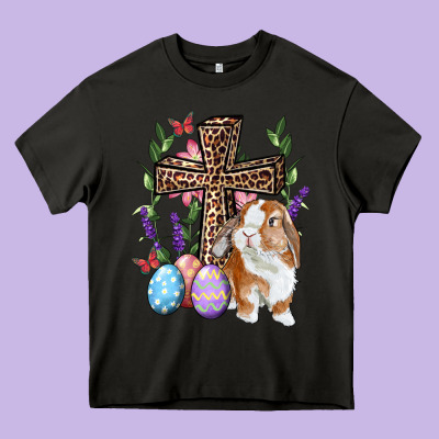 Heavy Core Tee Easter bunny and floral cross