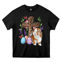 Black Easter bunny and floral cross Heavy Core Tee - RanaPortraitStore