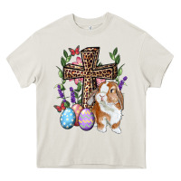 Cream Easter bunny and floral cross Heavy Core Tee - RanaPortraitStore