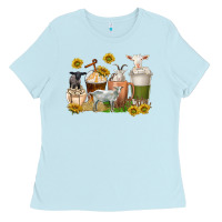 Baby Blue coffee cups goats Ladies Tee - texasbilliewilder