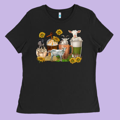 Ladies Tee coffee cups goats