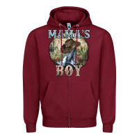 Burgundy mamas boy western cowboy boots cactus Zipper Hoodie - NancyCooperArtShop