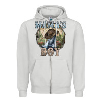 Dove Grey mamas boy western cowboy boots cactus Zipper Hoodie - NancyCooperArtShop