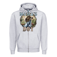 Heather Grey mamas boy western cowboy boots cactus Zipper Hoodie - NancyCooperArtShop