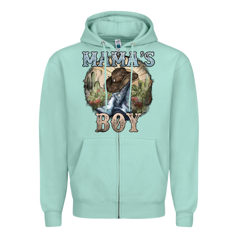 Mamas Boy Western Cowboy Boots Cactus Zipper Hoodie by NancyCooperArtShop | Teevron