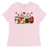 Bubblegum Pink coffee cups lady bug with daisies Ladies Tee - texasbilliewilder