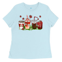 Baby Blue coffee cups lady bug with daisies Ladies Tee - texasbilliewilder