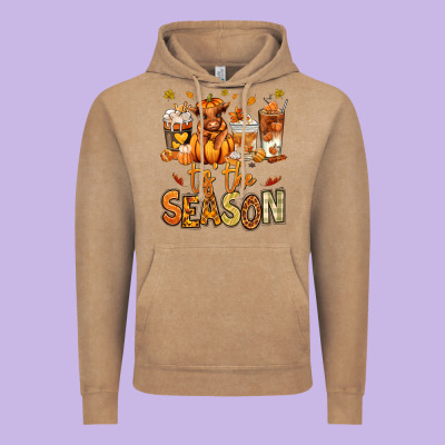 Tis' The Season Fall Heifer Coffee Cups Vintage Hoodie Designed By Ranaportraitstore
