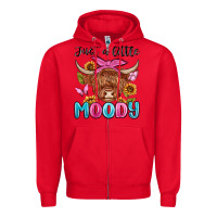 Red just a little moody Zipper Hoodie - MaliasSmallBusiness