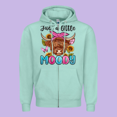 Just A Little Moody Zipper Hoodie Designed By Maliassmallbusiness