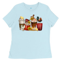 Baby Blue coffee cups rooster Ladies Tee - texasbilliewilder