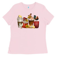 Bubblegum Pink coffee cups rooster Ladies Tee - texasbilliewilder