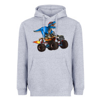 Heather Grey monster truck and  t rex dinosaur Heavyweight Hoodie - Artiststas
