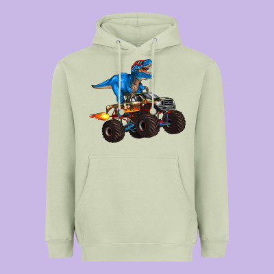 Monster Truck And  T Rex Dinosaur Heavyweight Hoodie Designed By Artiststas