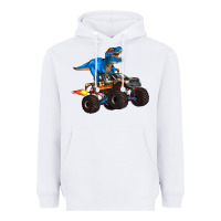 White monster truck and  t rex dinosaur Heavyweight Hoodie - Artiststas