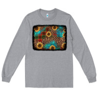 Heather Grey christmas sunflowers and buffalo plaid background Long Sleeve Tee - Jasminsmagicworld