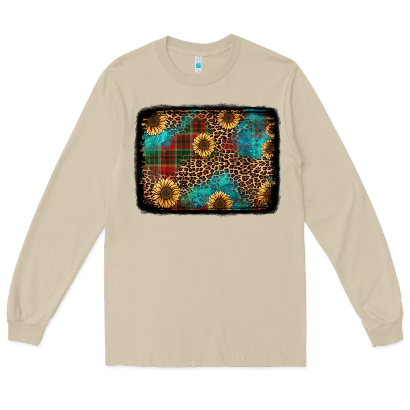Christmas Sunflowers And Buffalo Plaid Background Long Sleeve Tee by Jasminsmagicworld | Teevron