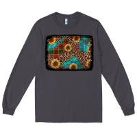 Smoke christmas sunflowers and buffalo plaid background Long Sleeve Tee - Jasminsmagicworld