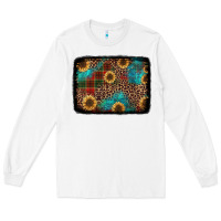 White christmas sunflowers and buffalo plaid background Long Sleeve Tee - Jasminsmagicworld