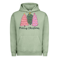 Pigment Oil Green merry christmas trees Urban Hoodie - CowGirlArtShop