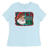Baby Blue Santa Ho Ho Ho Ladies Tee - RanaPortraitStore