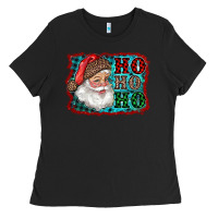 Black Santa Ho Ho Ho Ladies Tee - RanaPortraitStore