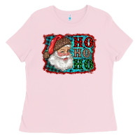 Bubblegum Pink Santa Ho Ho Ho Ladies Tee - RanaPortraitStore