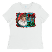 White Santa Ho Ho Ho Ladies Tee - RanaPortraitStore