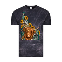 Cloud Black idaho map long haired cow Vintage Tee - Jasminsmagicworld