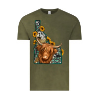 Vintage Olive idaho map long haired cow Vintage Tee - Jasminsmagicworld