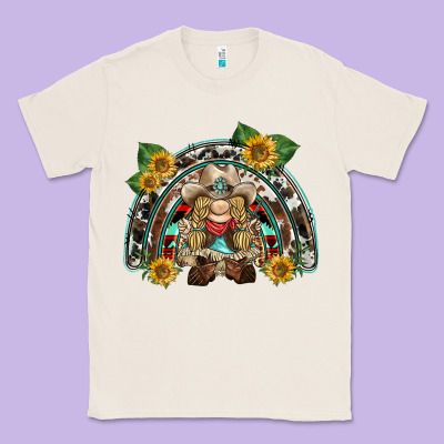 Western Gnome Sunflowers Rainbow Classic Tee Designed By Barkaloodesign