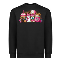 Black pink Christmas winter snowman coffee Heavyweight Sweatshirt - Jasminsmagicworld