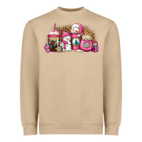 Mushroom pink Christmas winter snowman coffee Heavyweight Sweatshirt - Jasminsmagicworld