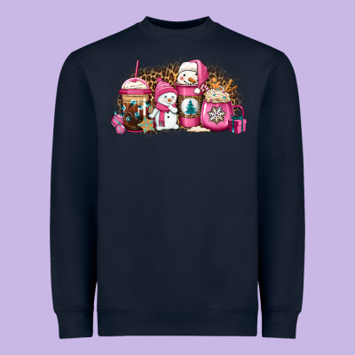 Pink Christmas Winter Snowman Coffee Heavyweight Sweatshirt Designed By Jasminsmagicworld