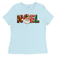 Baby Blue Western Noel Santa Claus Ladies Tee - RanaPortraitStore